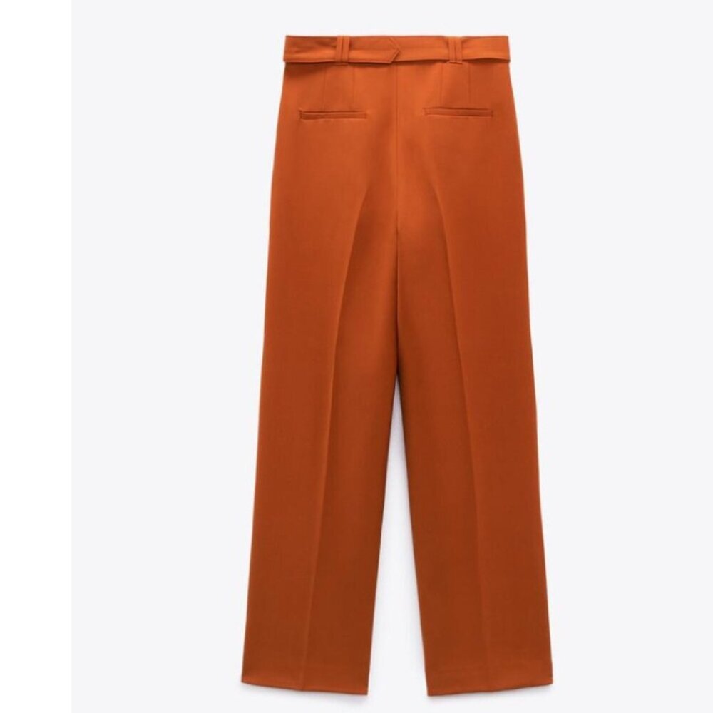 Zara The Straight Tapered Trousers in Geranium Color Size XL Style 2659/460/616 - Picture 11 of 13